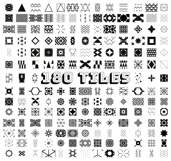 180 Tiles. Geometric and Ornamental Seamless Patterns — Stock Vector