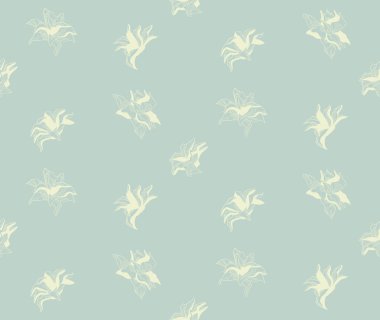 Vektör yeşil Seamless Modeli çizilmiş çiçekli