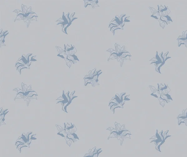 Vektor blå sömlösa mönster med ritade blommor — Stock vektor