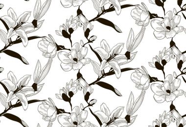 vektör çizim çiçek ile seamless modeli