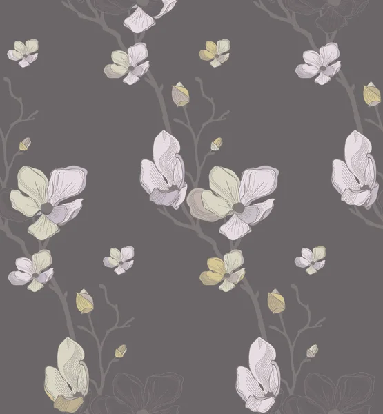 Векторный бесшовный рисунок с чернильными вишневыми цветами — Бесплатное стоковое фото