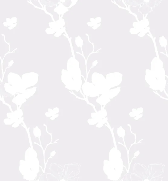 Patrón sin costura vectorial con flores de cereza dibujadas — Vector de stock