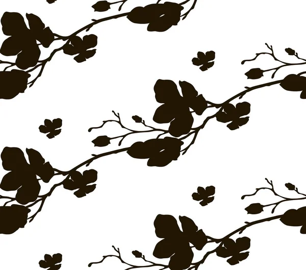 Černý tvar vzor bezešvé s nakreslené třešňový květ — Stockový vektor