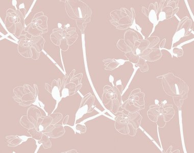 Vektör çizim çiçek ile renkli Seamless Modeli