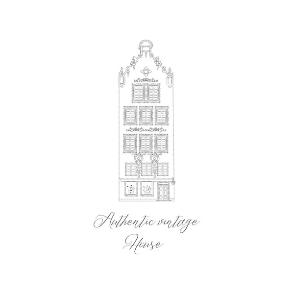 Будинок Векторна рука Мальована лінія Мистецтво Старовинний будинок — стоковий вектор