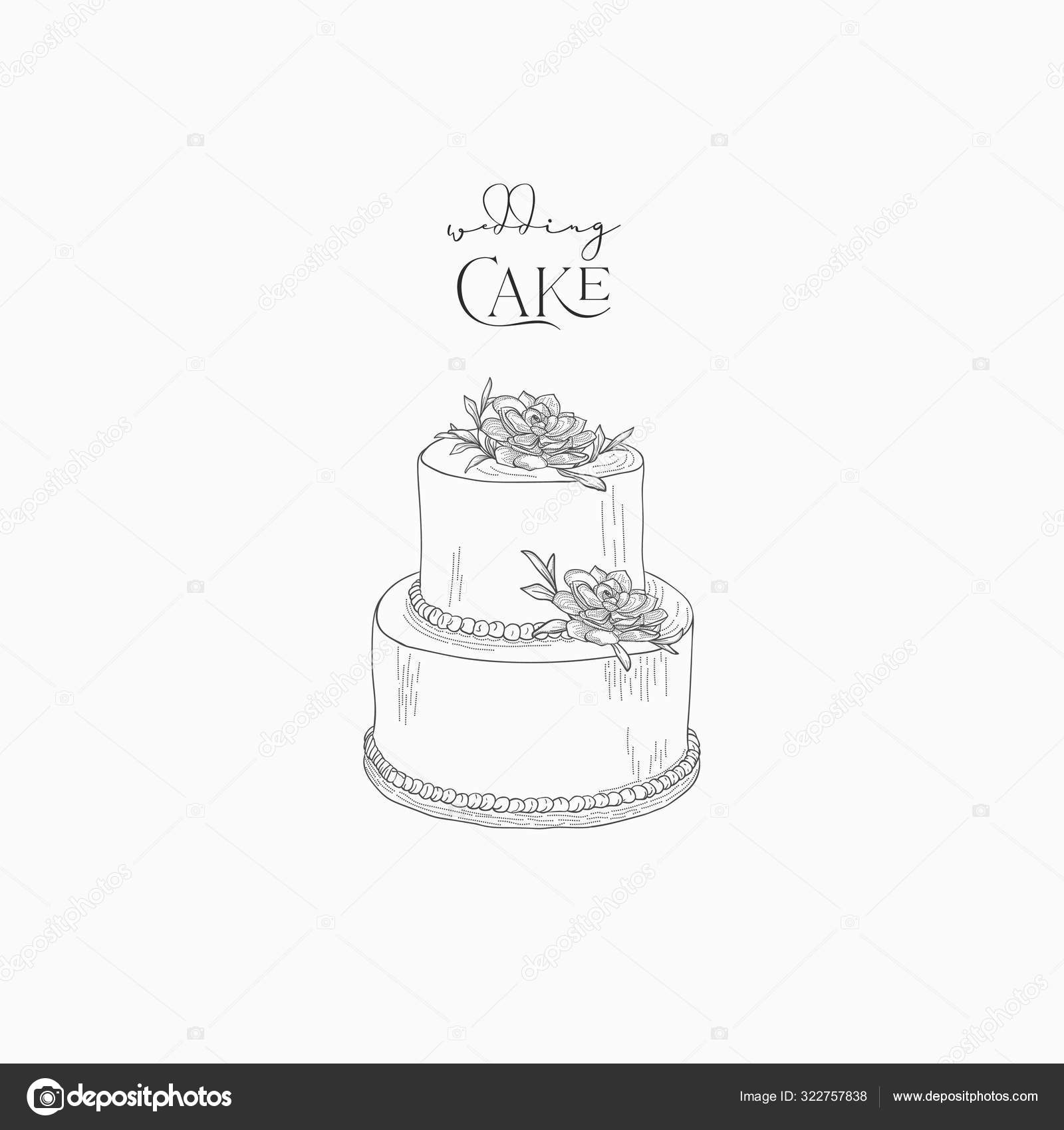 Vetor de desenho animado de doodle de bolo de casamento