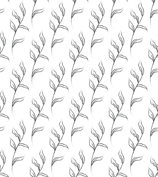 Vektor vonal rajz virágos varrat nélküli minta — Stock Vector