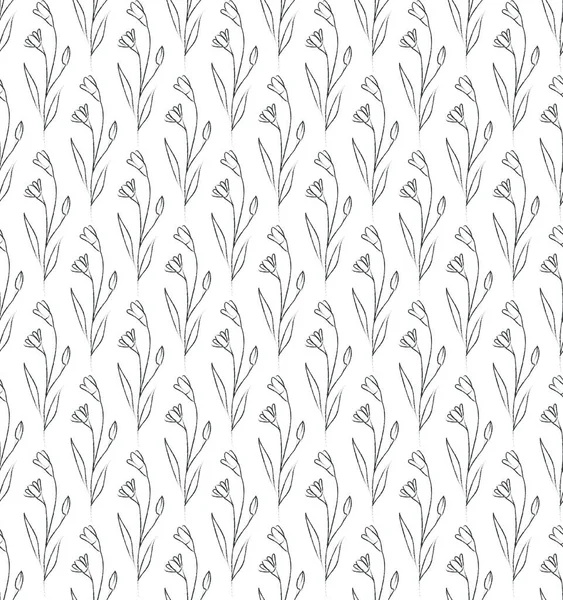 ベクトル線図花のシームレスなパターン — ストックベクタ