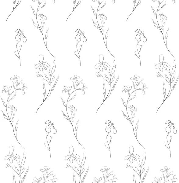 Linia vectorială desen model floral fără sudură — Vector de stoc