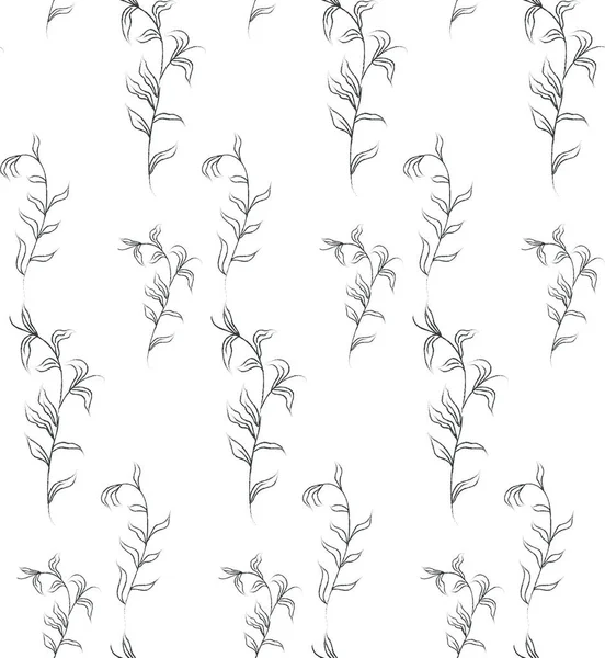 Dibujo de línea vectorial Patrón sin costura floral — Vector de stock