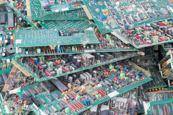 electronic card circuits garbage as background from recycle indu