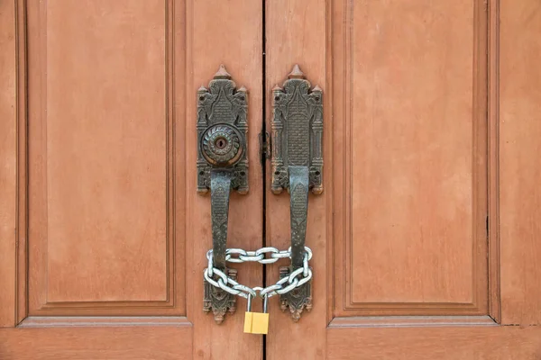 Imagen Abstracta Cerradura Puerta Por Llave Puerta Madera Del Templo — Foto de Stock