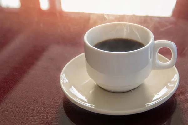 Zestaw Hamulców Kawowych Filiżanki Gorącej Kawy Espresso Stole Lekkie Tło — Zdjęcie stockowe