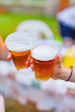 Arkadaşlar arka bahçede bira içerek eğleniyorlar..