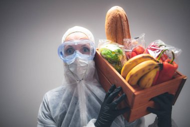 Food and groceries home delivery - quarantine and isolation during the virus outbreak. clipart