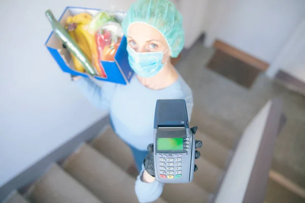 Comida Domicilio Durante Brote Virus Pánico Coronavirus Pandemias Mantente Salvo — Foto de Stock