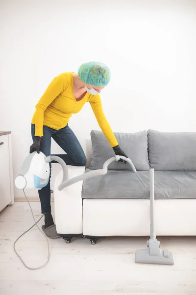 Inicio Apartamento Habitación Esterilización Descontaminación Limpieza Aspiración Con Aspiradora Tiempos — Foto de Stock