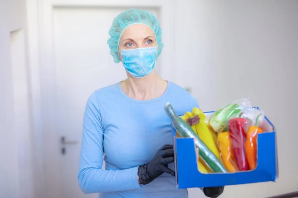 Comida Domicilio Durante Brote Virus Pánico Coronavirus Pandemias Mantente Salvo — Foto de Stock