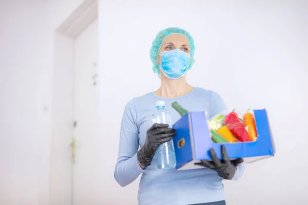 Comida Domicilio Durante Brote Virus Pánico Coronavirus Pandemias Mantente Salvo — Foto de Stock