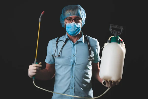 Medische Arts Chirurg Met Beschermende Antivirale Masker Pak Helm Chemische — Stockfoto