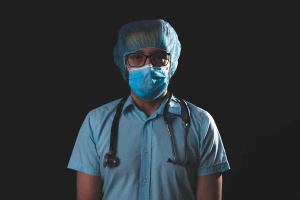 Medische Arts Verpleegkundige Chirurg Psycholoog Werken Met Beschermende Masker Bril — Stockfoto
