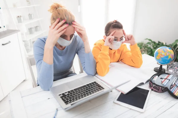 Bambino Casa Che Studia Educazione Scuola Casa Con Tutor Privato — Foto Stock