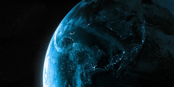 Vista orbital na Terra a partir do espaço — Fotografia de Stock