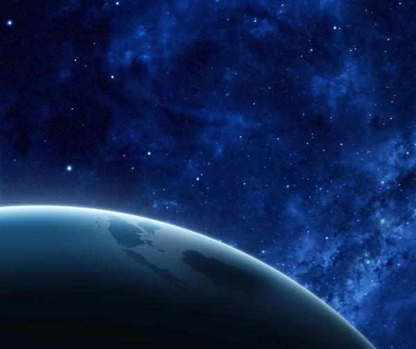 Vista orbitale su un pianeta dallo spazio — Foto Stock