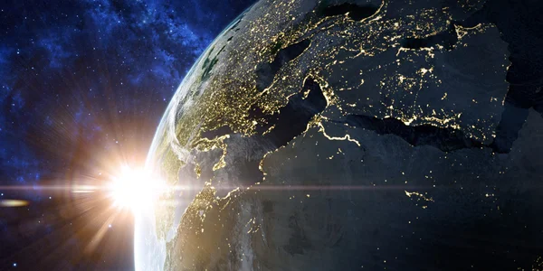 มุมมองวงโคจรบนโลกจากอวกาศ — ภาพถ่ายสต็อก