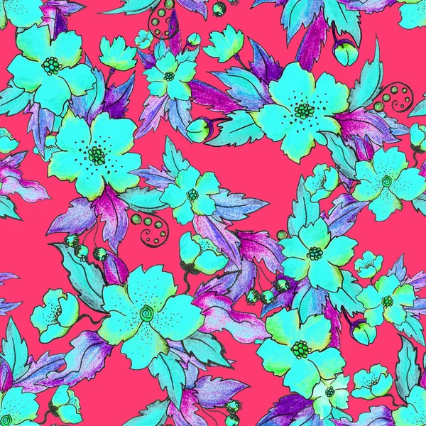 Hibiscus kwiatowy wzór — Zdjęcie stockowe