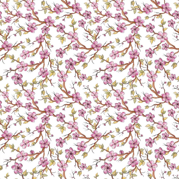 Hibiscus patrón floral sin costura — Foto de Stock