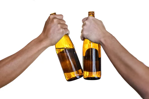 Retrato La segunda mano sostiene una botella de licor . — Foto de Stock