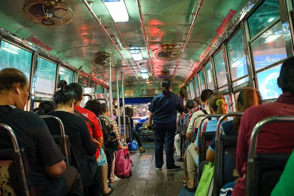 Feb 2019 Immagini Persone Autobus Durante Traffico Pesante Bangkok Thailandia — Foto Stock