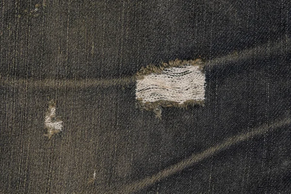 Close-up pictures of the surface of the old jeans fabric and the tear marks, the background pattern of the old jeans fabric