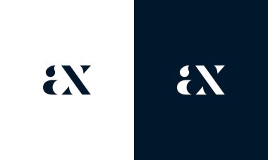 Soyut harf Ax logosu. Bu logo simgesi yaratıcı bir şekilde soyut şekillere sahiptir. Ax harfine benziyor..
