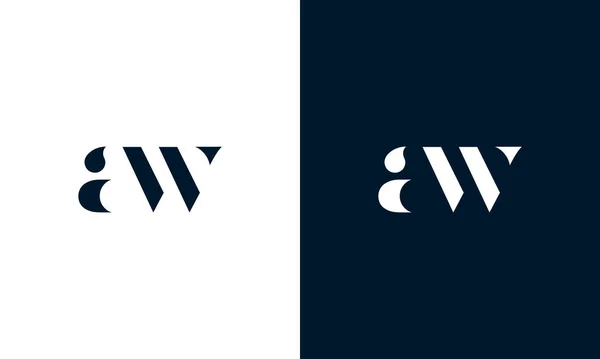 Soyut harf Aw logosu. Bu logo simgesi yaratıcı bir şekilde soyut şekillere sahiptir. Mektuba benziyor..