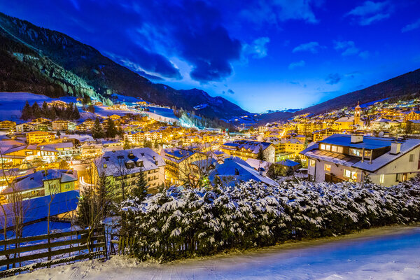 night landscape of an Alpine Village in Italy