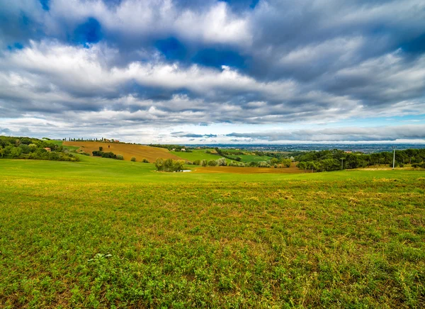 Visão Rural Dos Campos Cultivados Campo Italiano — Fotografia de Stock