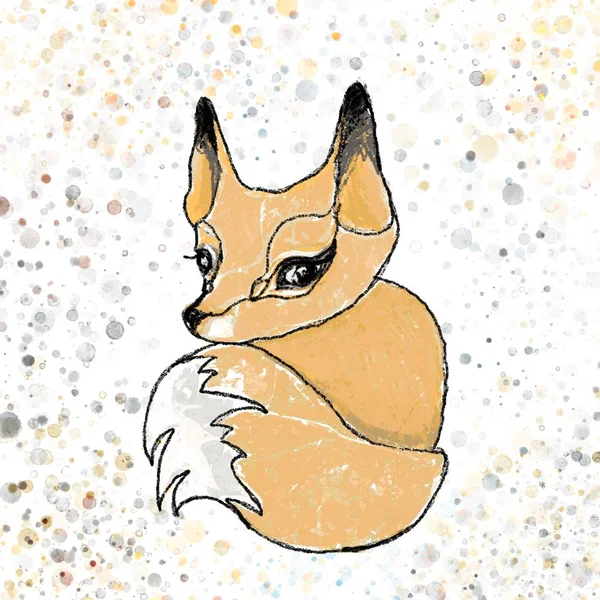 Digital Art Illustration Dark Wave Style Little Fox — Stock Photo, Image
