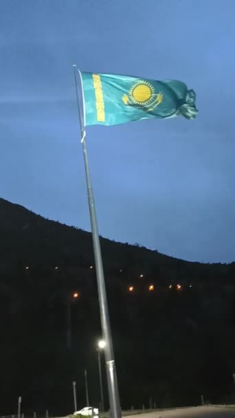 Hermosa Bandera Del País Kazajistán — Vídeos de Stock