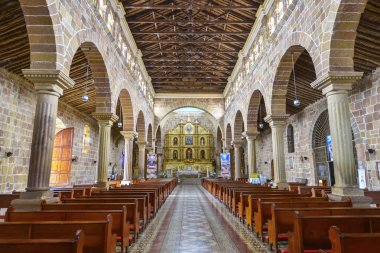 Barichara, Kolombiya - 10 Ağustos: Katedral Inmaculada Concepcion Kolombiya üzerinde 10 Ağustos 2017 Barichara içinde.