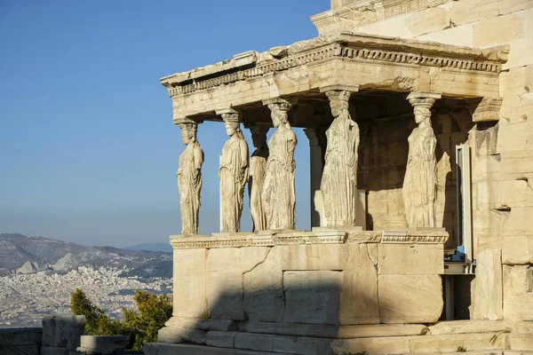 Veranda Van Maagden Caryatiden Van Erechteion Tempel Athene Griekenland — Stockfoto