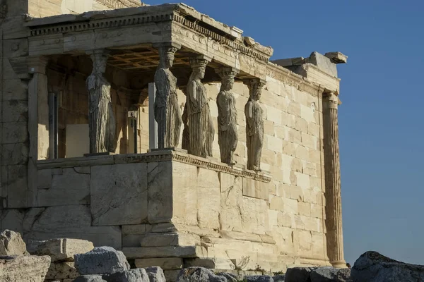 Porche Des Vierges Des Caryatides Temple Erechtheion Athènes Grèce — Photo