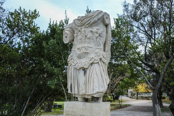 Estatua Del Emperador Adriano Antiguo Ágora Atenas Grecia — Foto de Stock