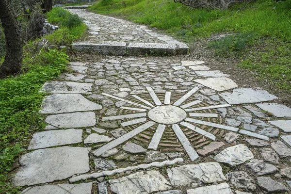 Detalhe Estrada Que Conduz Monumento Philopappos Atenas Greece — Fotografia de Stock