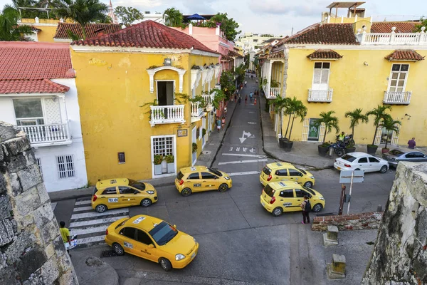 Cartagena Colombia Agosto Taxis Ciudad Vieja Cartagena Colombia — Foto de Stock