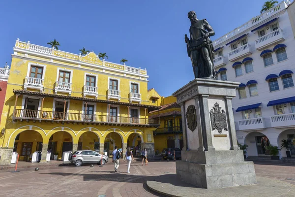 Cartagena Colombia Augusti Oidentifierade Personer Genom Plaza Los Coches Bredvid — Stockfoto