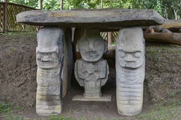 Antiguas Estatuas Precolombinas San Agustín Colombia Parque Arqueológico Una Altitud — Foto de Stock