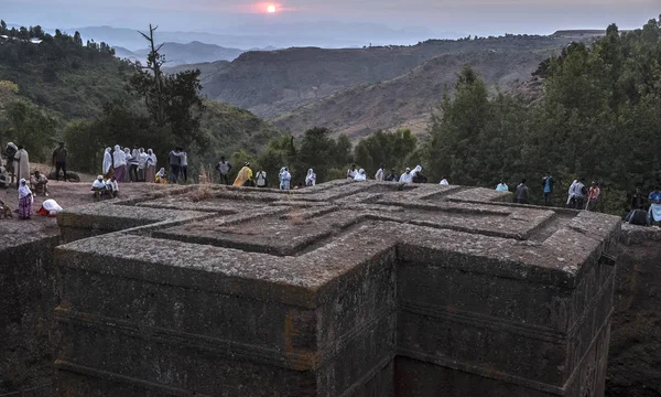 Lalibela Etiyopya Ocak Bahis Giyorgis Oyulan Kaya Nın Kilisesi Lalibela — Stok fotoğraf