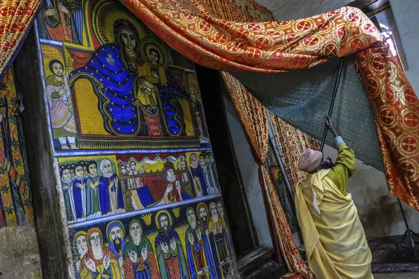 Aksum Etiopía Enero Interior Iglesia Nuestra Señora María Sión Lugar — Foto de Stock